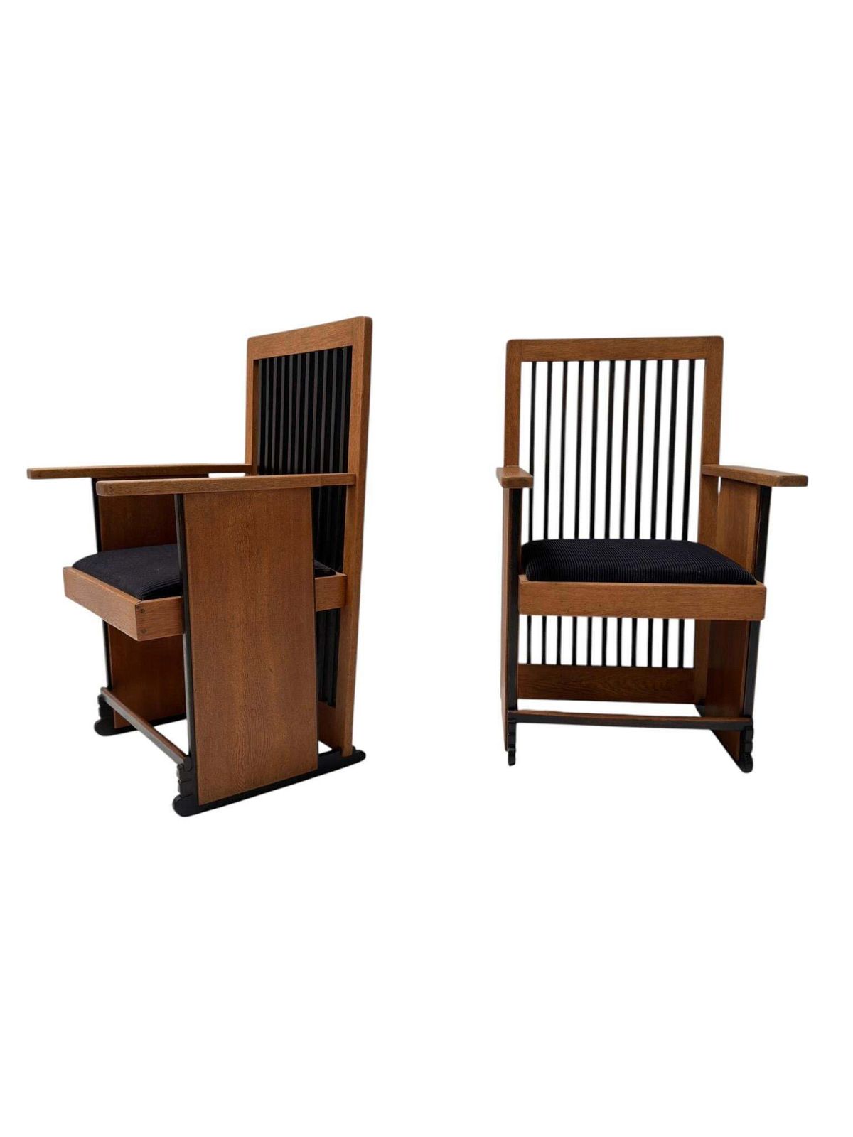 Two Art Deco Modernist High Back Armchairs By Architect Caspers, 1920s photo for sale