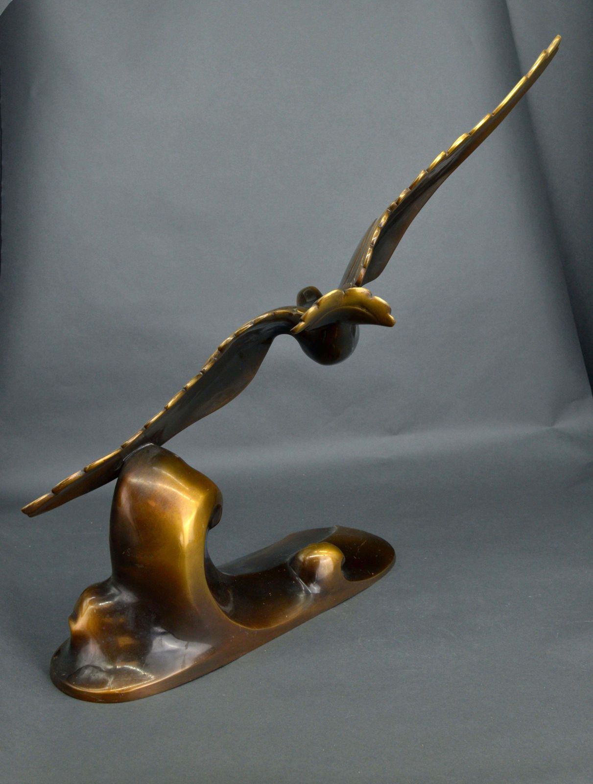 Unknowna. Soleau Gulls Over The Waves. Art Deco. Paris, Bronze, 52x58x25 Cm photo 1739.0