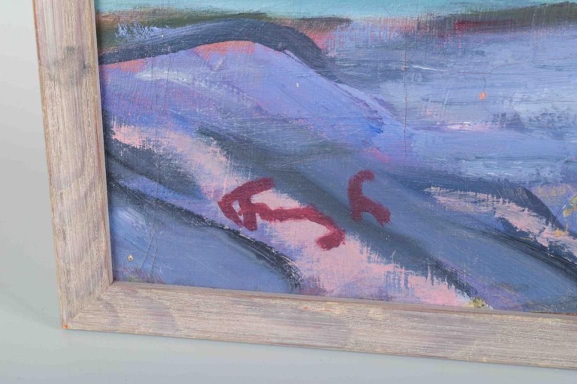 Swedish Artist. Oil On Board. Rural Scenery With Houses. Ca. 1960s photo Art