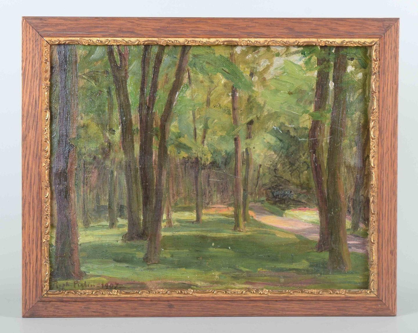 French Artist. Forest Scene From Toulon. Oil On Canvas. Dated 1907 photo furniture