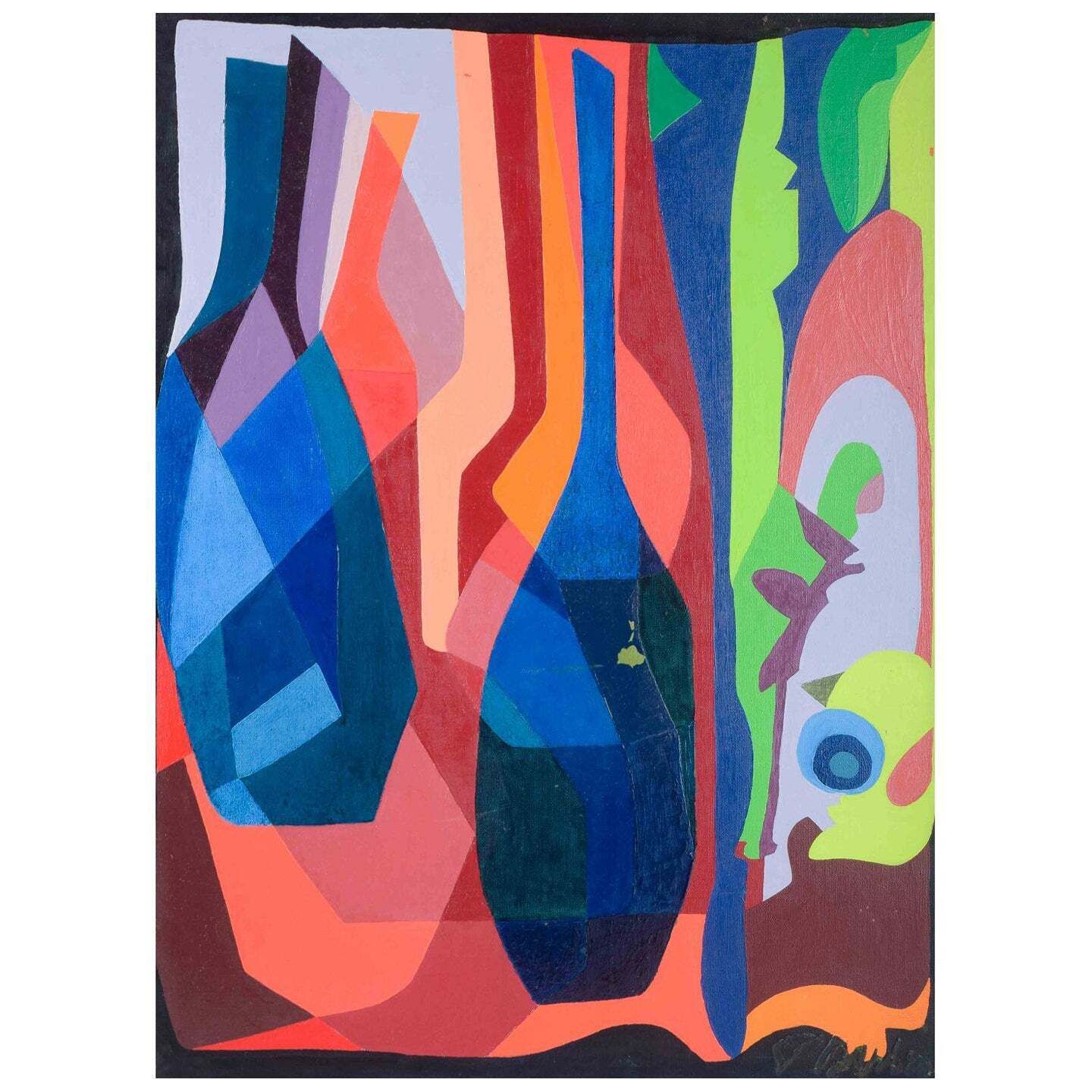 Tord Petter Berlin, Swedish Artist. Oil On Canvas. Abstract Composition.
