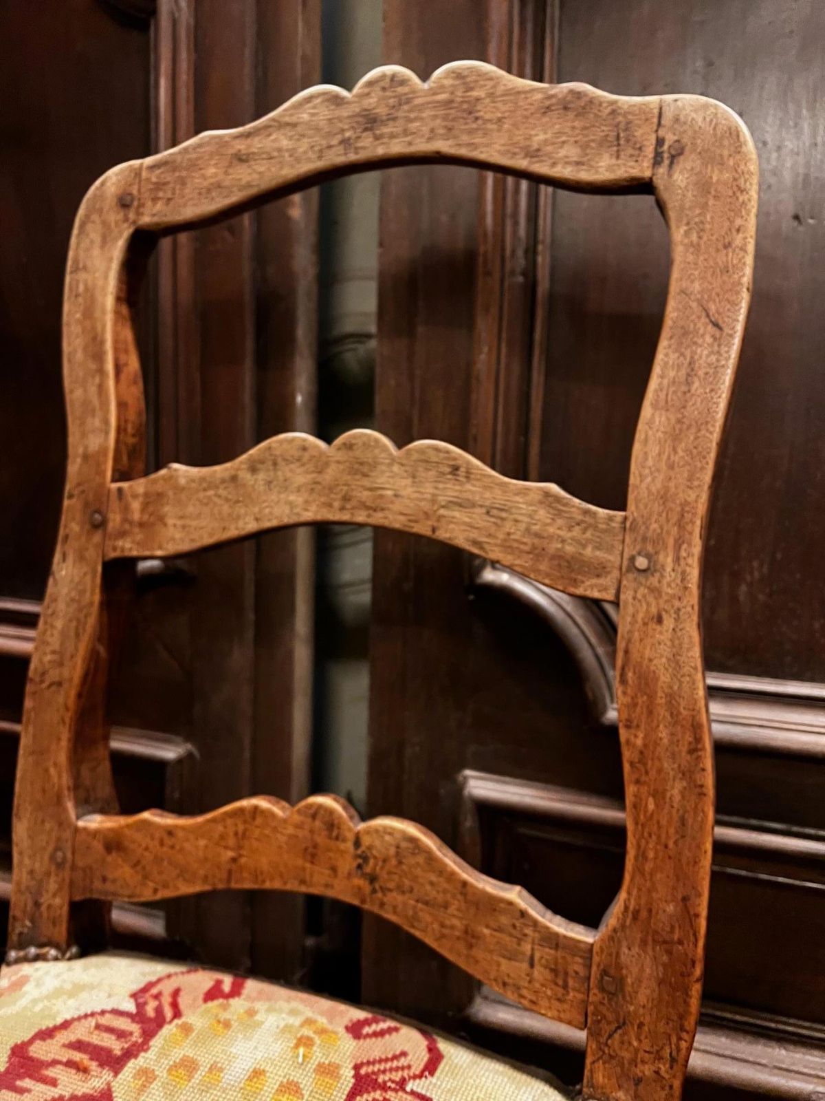 Furniture Set Of No.6 Walnut Chairs, Floral Upholstery, Italy photo