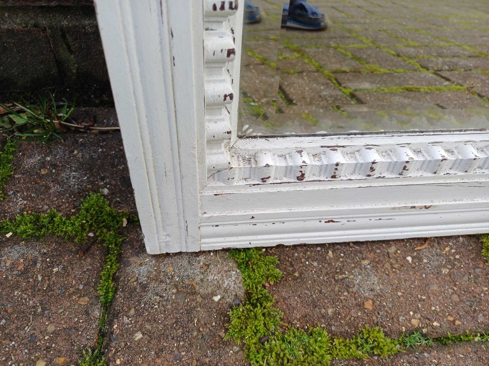 photo vintage Outstanding Massive Early 20th Century French Hardwood Over Mantel Mirror With Original Bevelled Glass Farrow & Ball