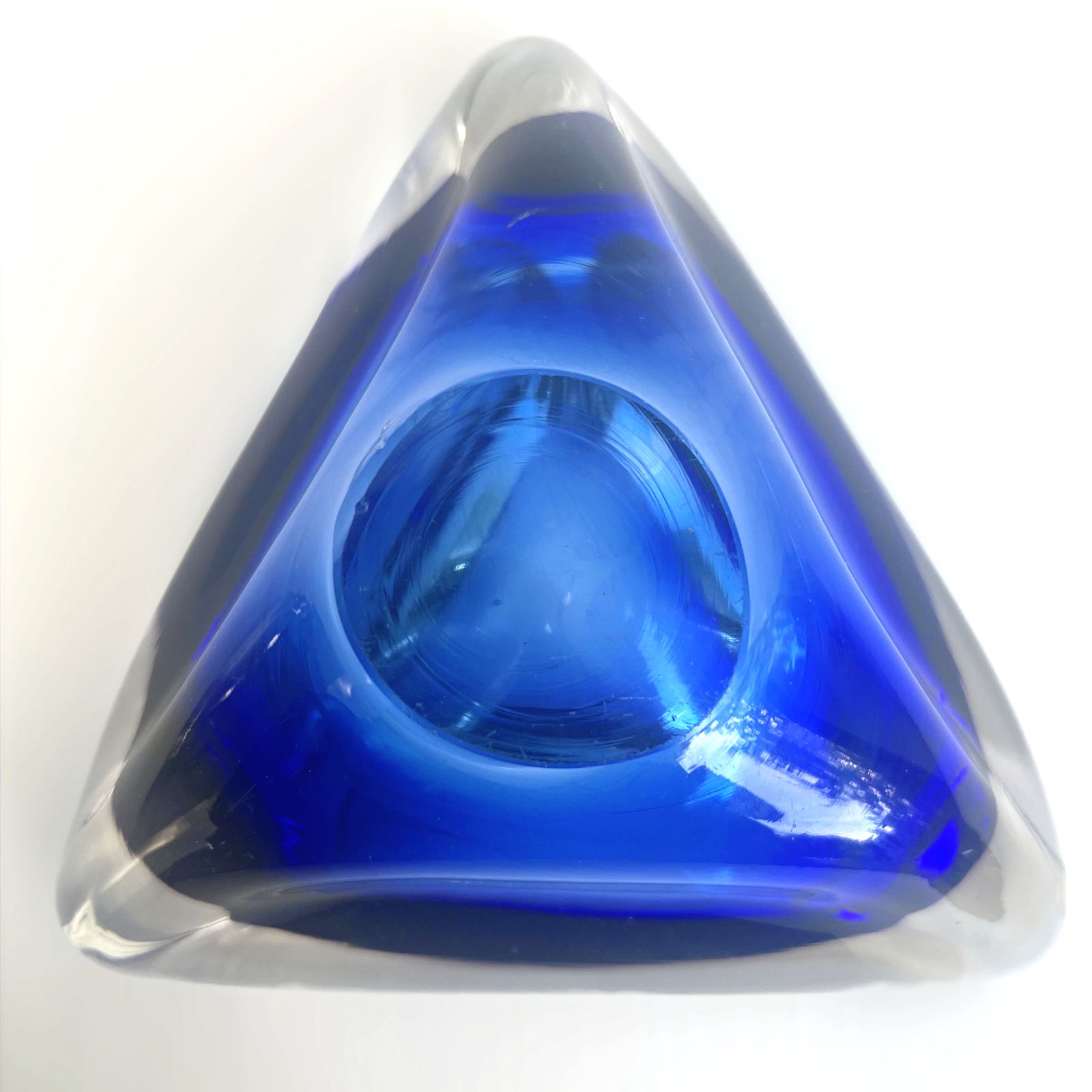 1960s Vintage Mid Century Glass Triangle Bowl Ashtray photo buy