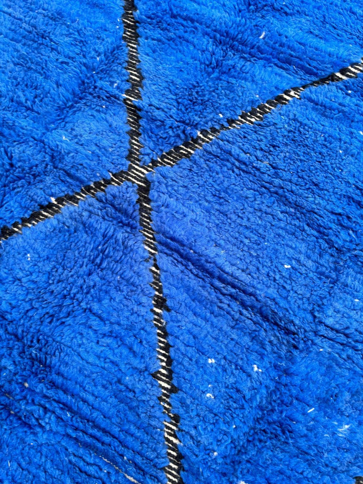 Moroccan Beni Ouarain Rug 180x250 Cm– Handmade Wool Berber Rug –Blue & Cream Geometric Rug – Modern Moroccan Carpet –Luxury Berber Area Rug photo buy