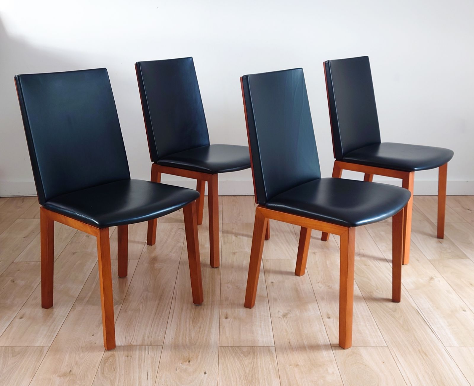 Per Hansbaek For Skovby Sm51 Danish Cherry Wood And Leather Dining Chairs photo furniture
