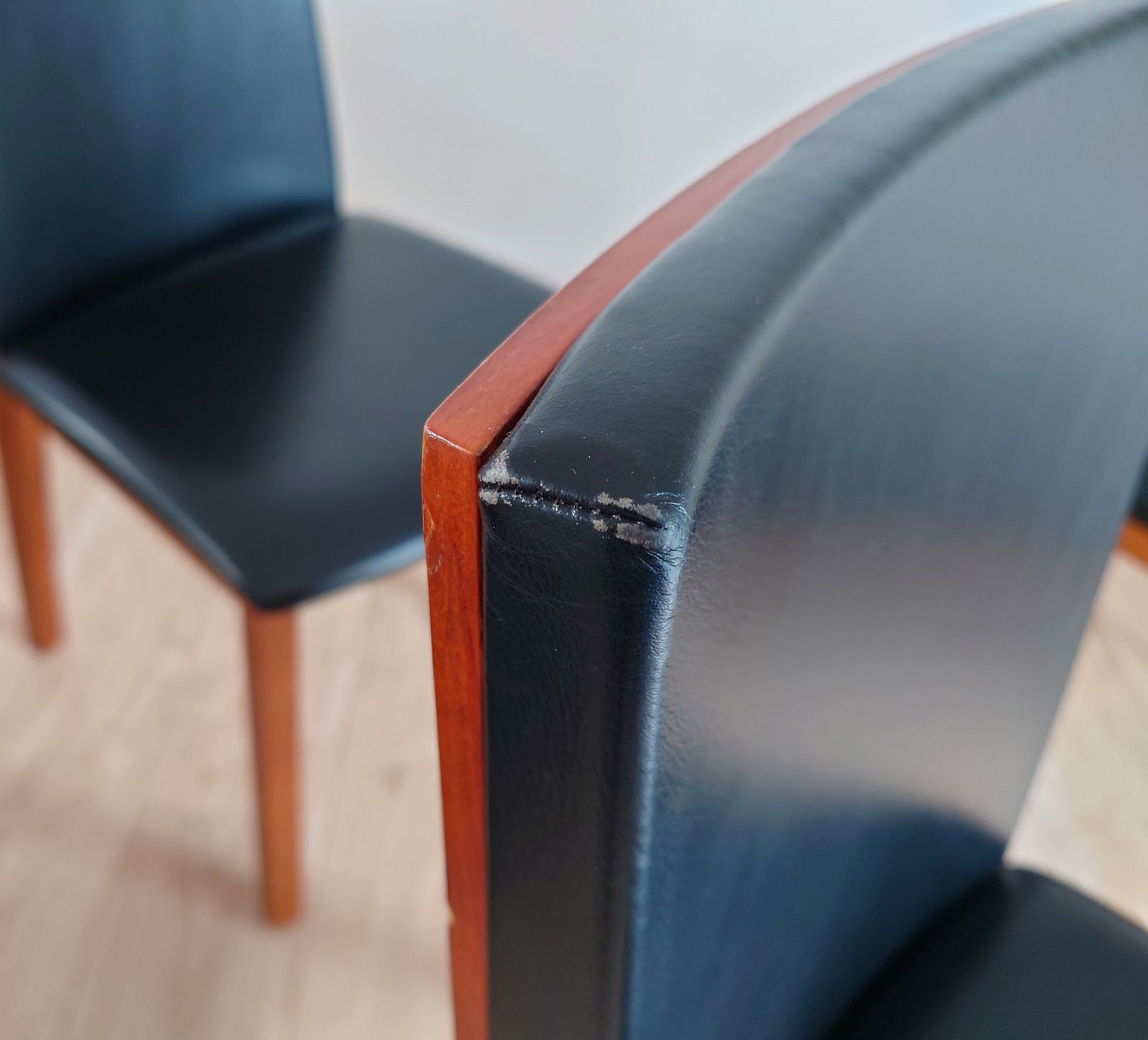 Per Hansbaek For Skovby Sm51 Danish Cherry Wood And Leather Dining Chairs photo 280.0