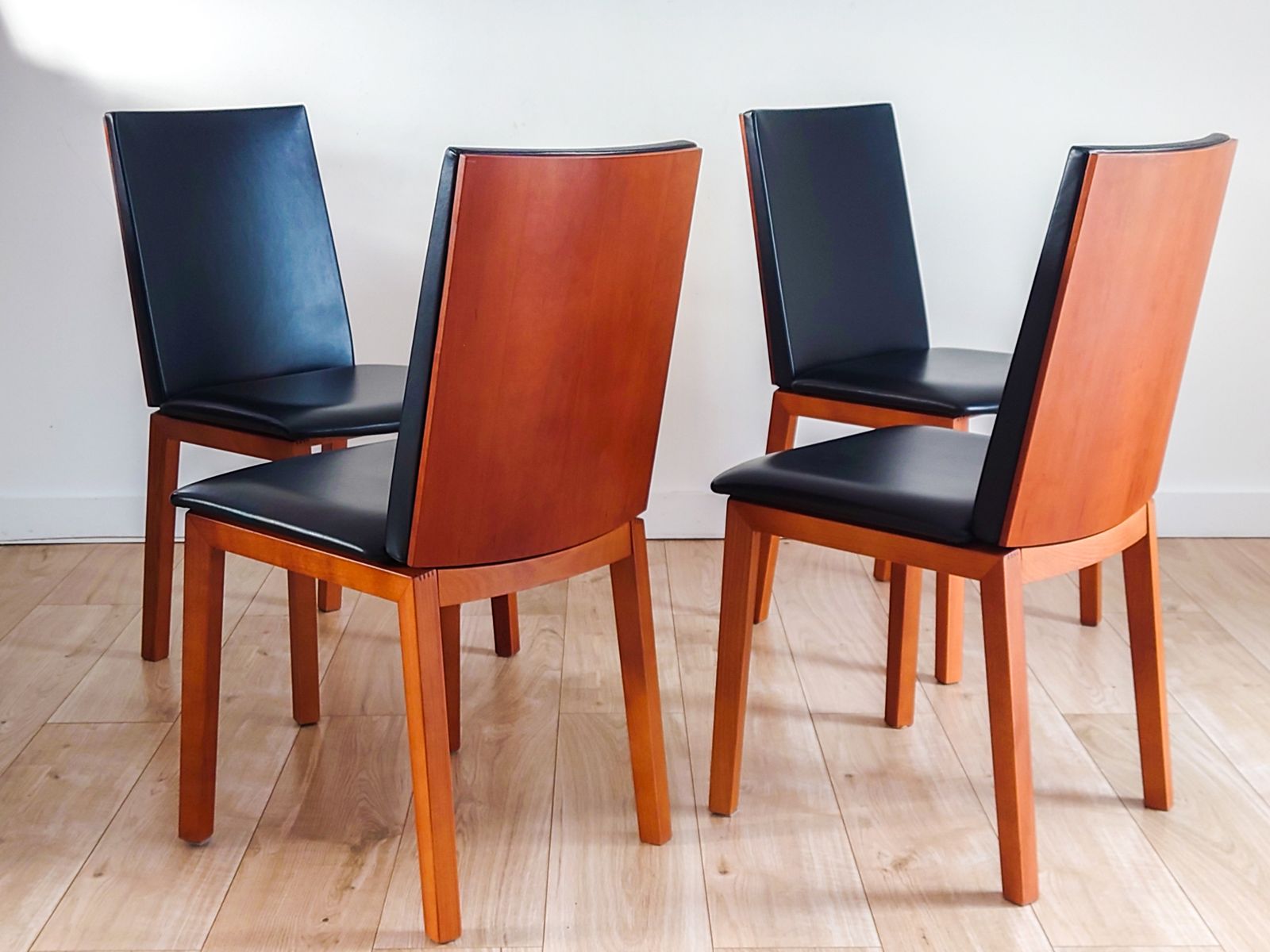 Per Hansbaek For Skovby Sm51 Danish Cherry Wood And Leather Dining Chairs photo buy