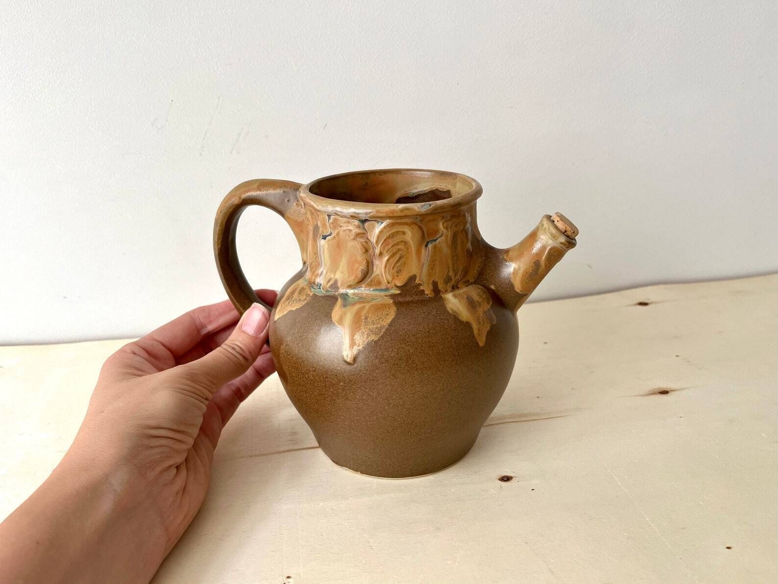 Denbac French Stoneware Pitcher, Roosters Pitcher, French Ceramic photo buy