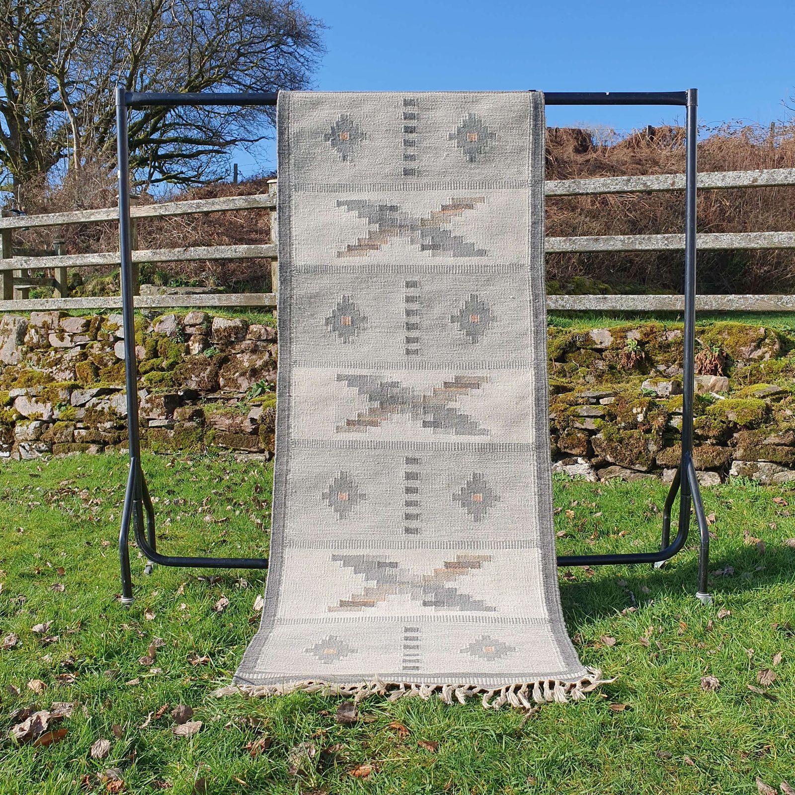 A Vintage Swedish Flatweave Rollakan Runner. 1960s.
