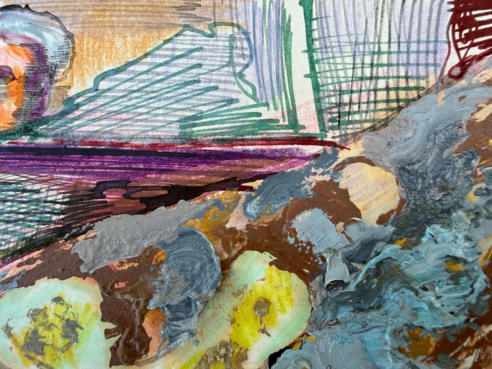 Antoni Pitxot Antoni Pitxot Mixed Media Abstract Composition Oil And Ink On Board 2003 Dali 2003 photo for sale