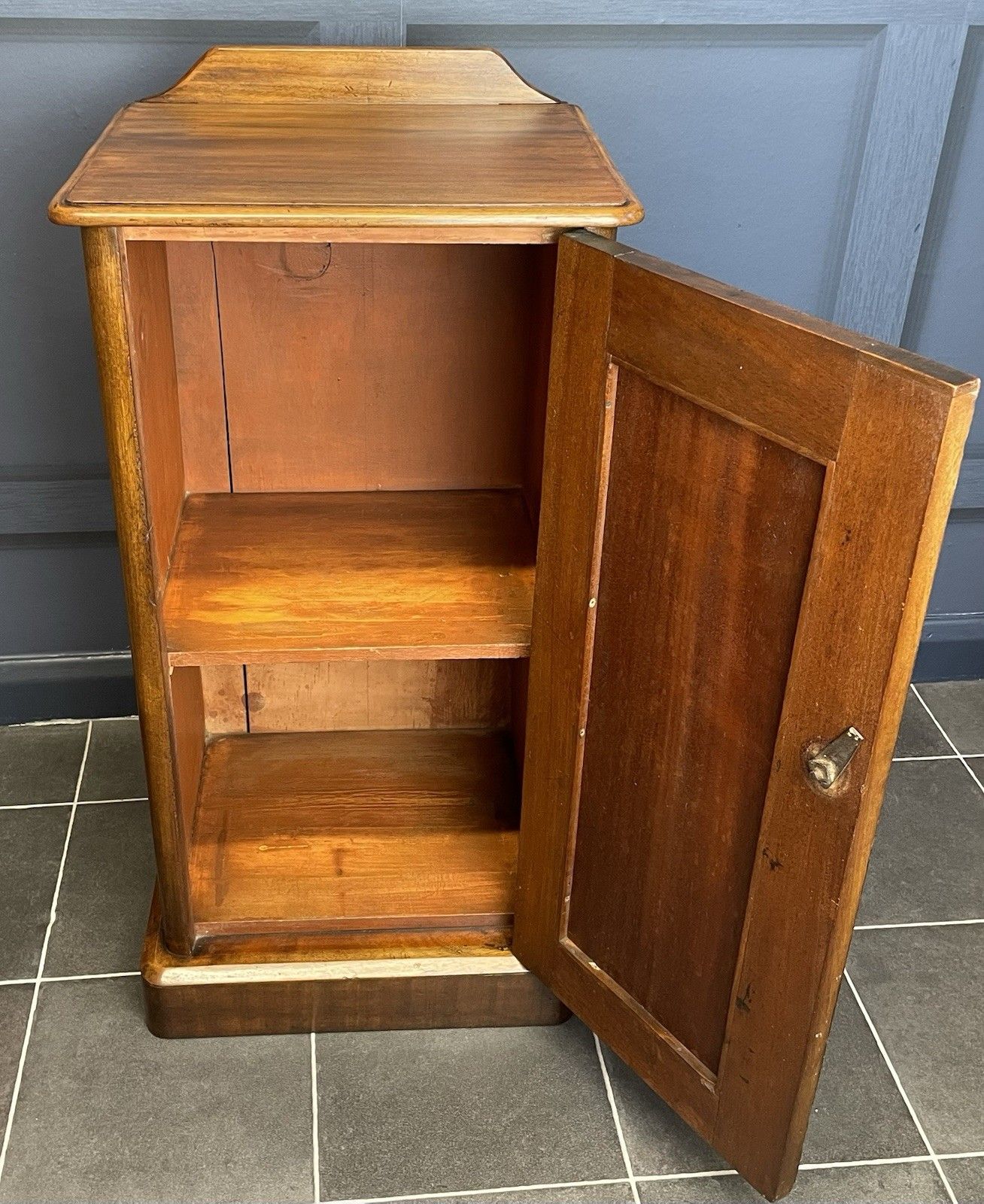 Victorian Antique Mahogany Bedside Cabinet Pot Cupboard Panelled Door photo vintage