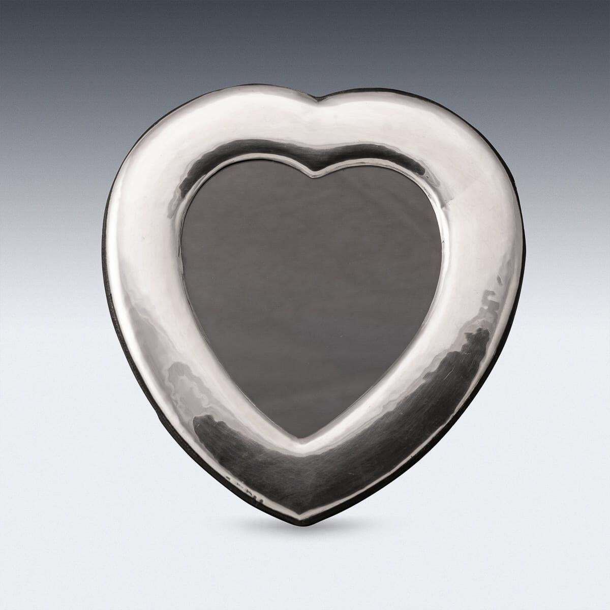 Vintage 20th Century Italian Solid Silver Heart Shaped Photograph Frame photo for sale