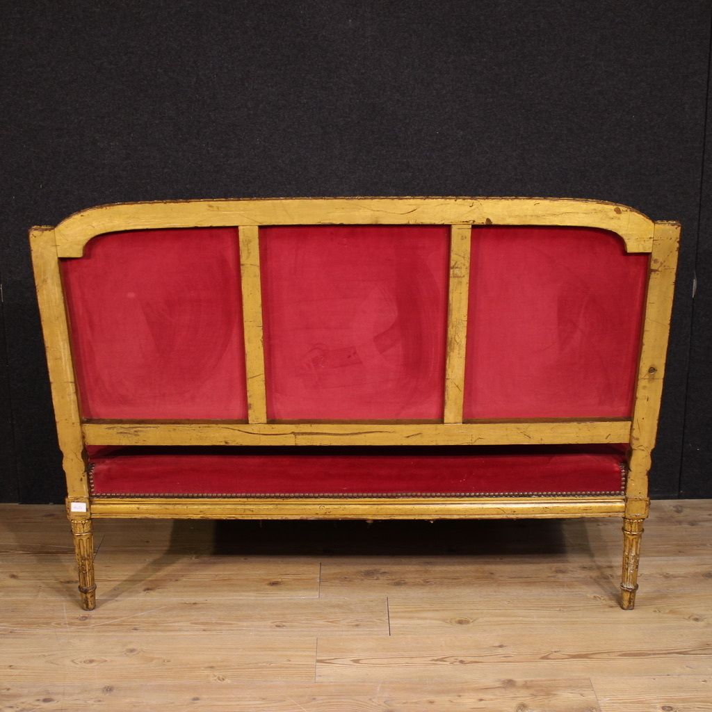 Antique French Red Velvet Sofa From The 19th Century photo vinterior