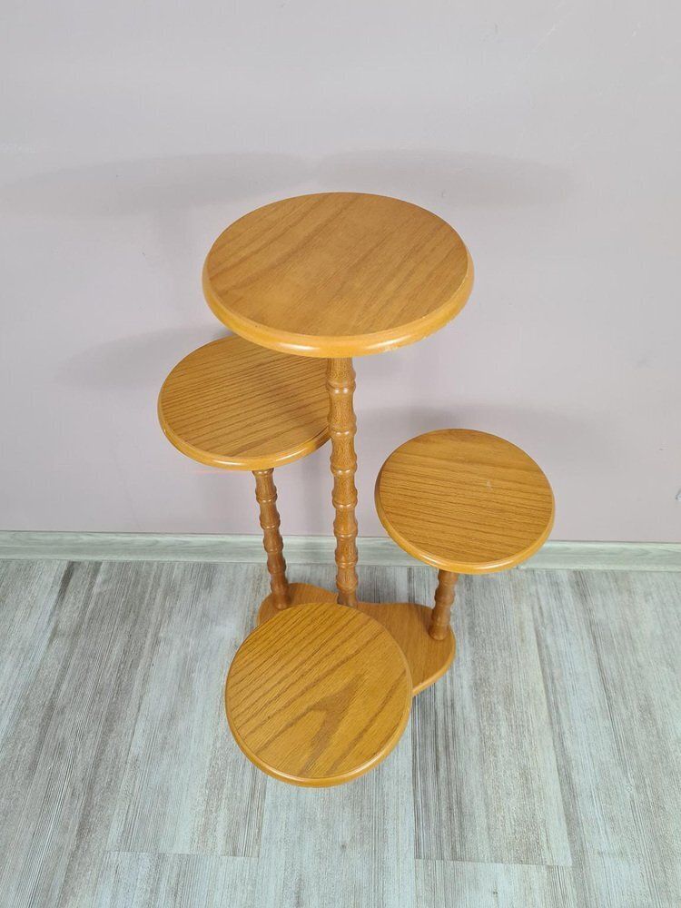 Wooden Standing Flower Stand, 1970s photo for sale