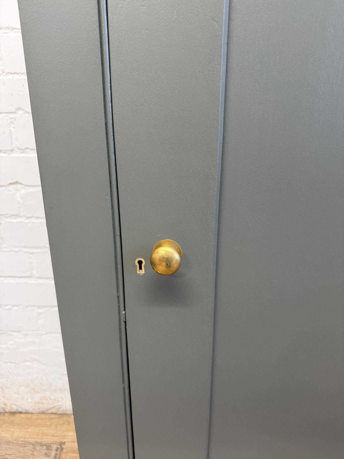 Vintage Painted Cupboard In Little Greene “Pompeian Ash” – Storage Cabinet photo vinterior