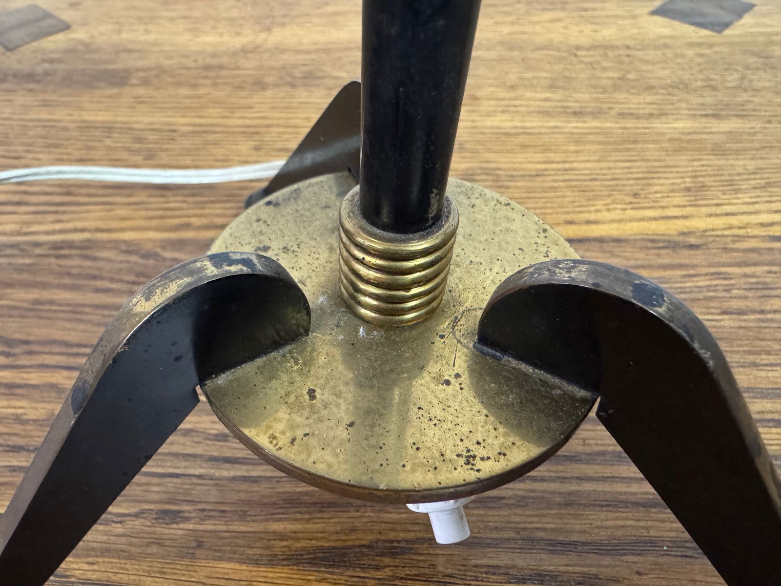 1960s French Brass And Metal Tripod Table Lamp photo 395.0