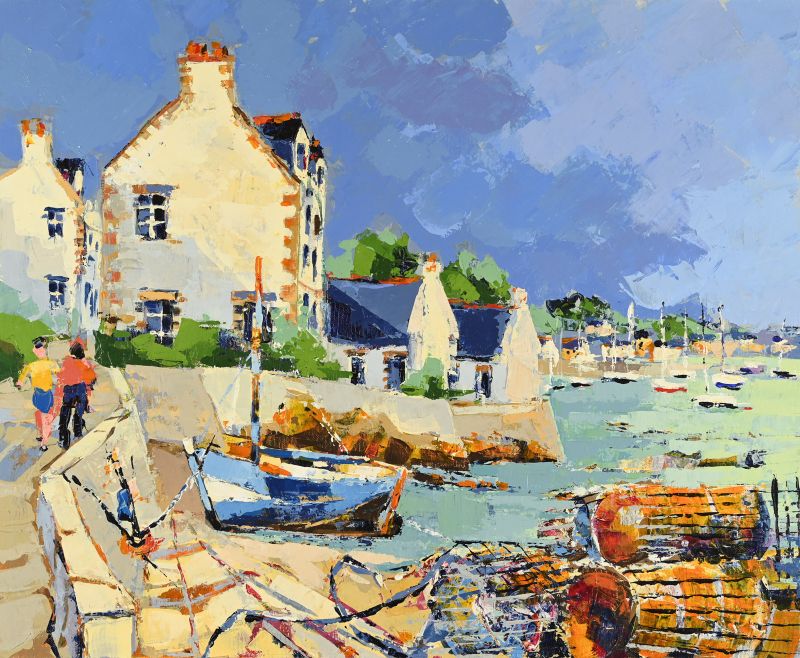 Small Breton Port, 1900s, Oil On Canvas