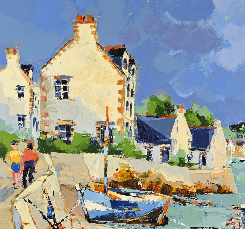 Small Breton Port, 1900s, Oil On Canvas photo furniture