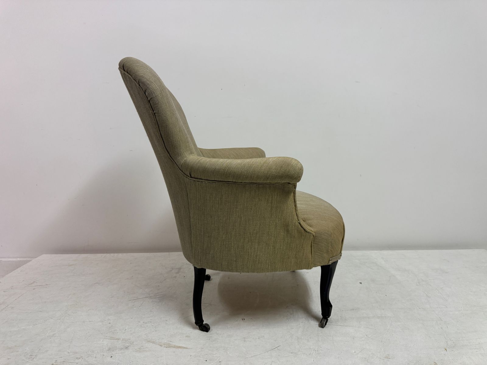 photo furniture Antique Armchair In Neutral Fabric