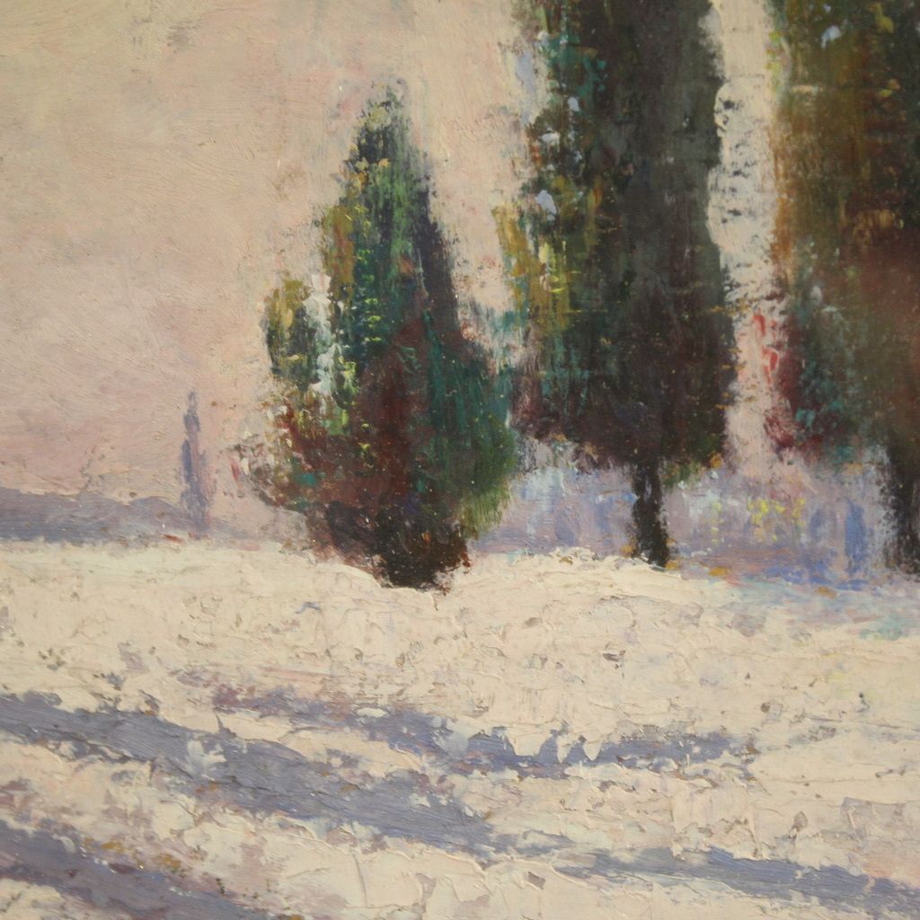 1400.0 Italian Snowy Landscape Painting Signed And Dated 1932 photo