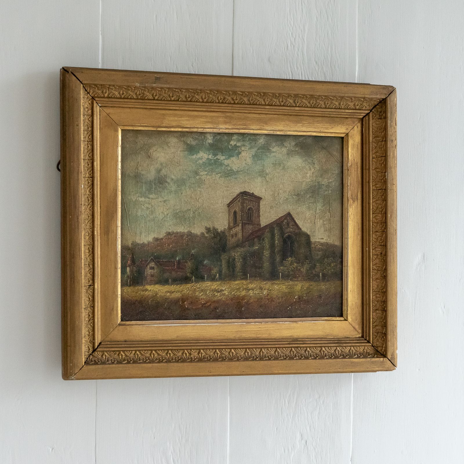 Framed Oil Painting Of A Church photo furniture