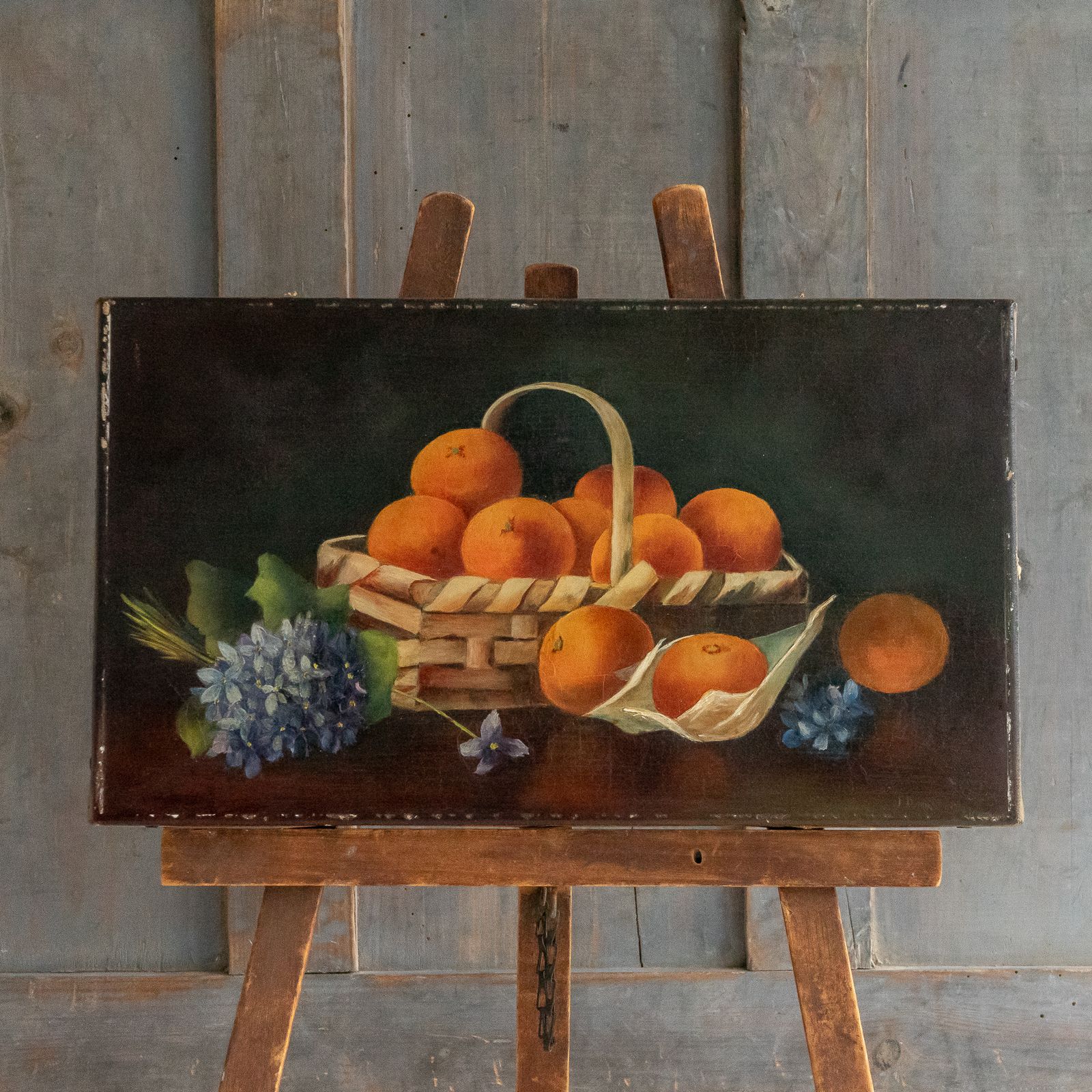 Still Life Oil Painting Of Fruit And Flowers