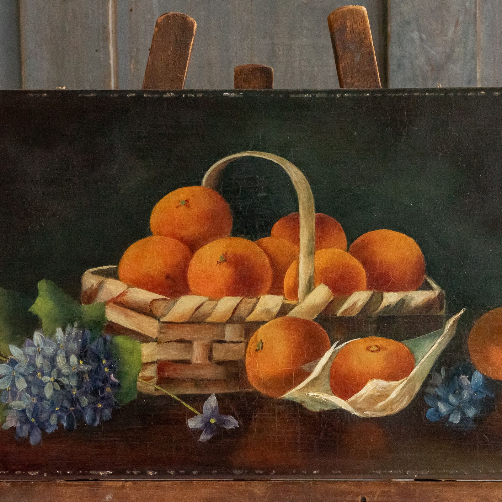 Still Life Oil Painting Of Fruit And Flowers photo for sale