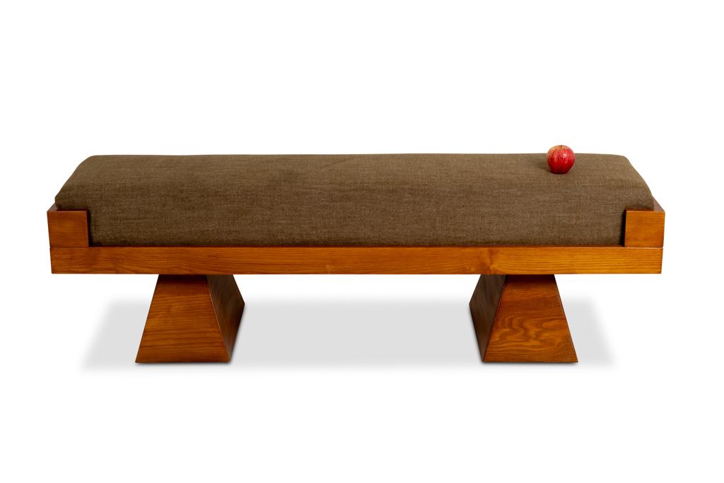 Bench In Ash Wood And Green Mohair Velvet. Contemporary photo for sale