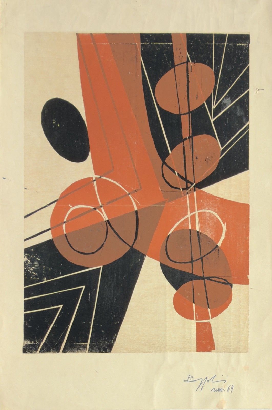 Silvano Bozzolini Screenprint Screenprint Signed 1969 Abstract Italian Art