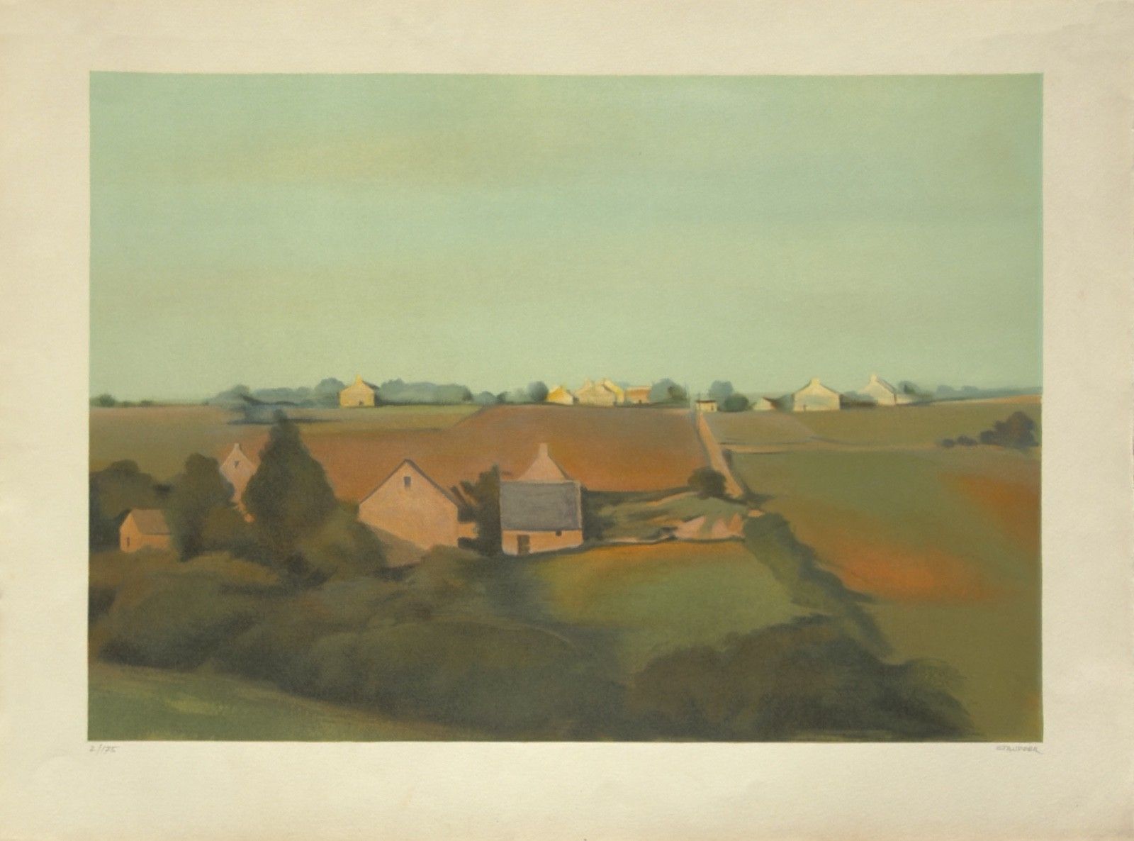 Jean Pierre Stauffer Original Lithograph Signed Numbered Landscape France