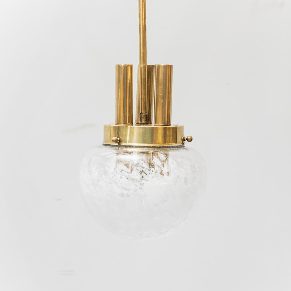 Vintage Brass And Blown Glass Pendant Lamp – 1960s Design Chandelier