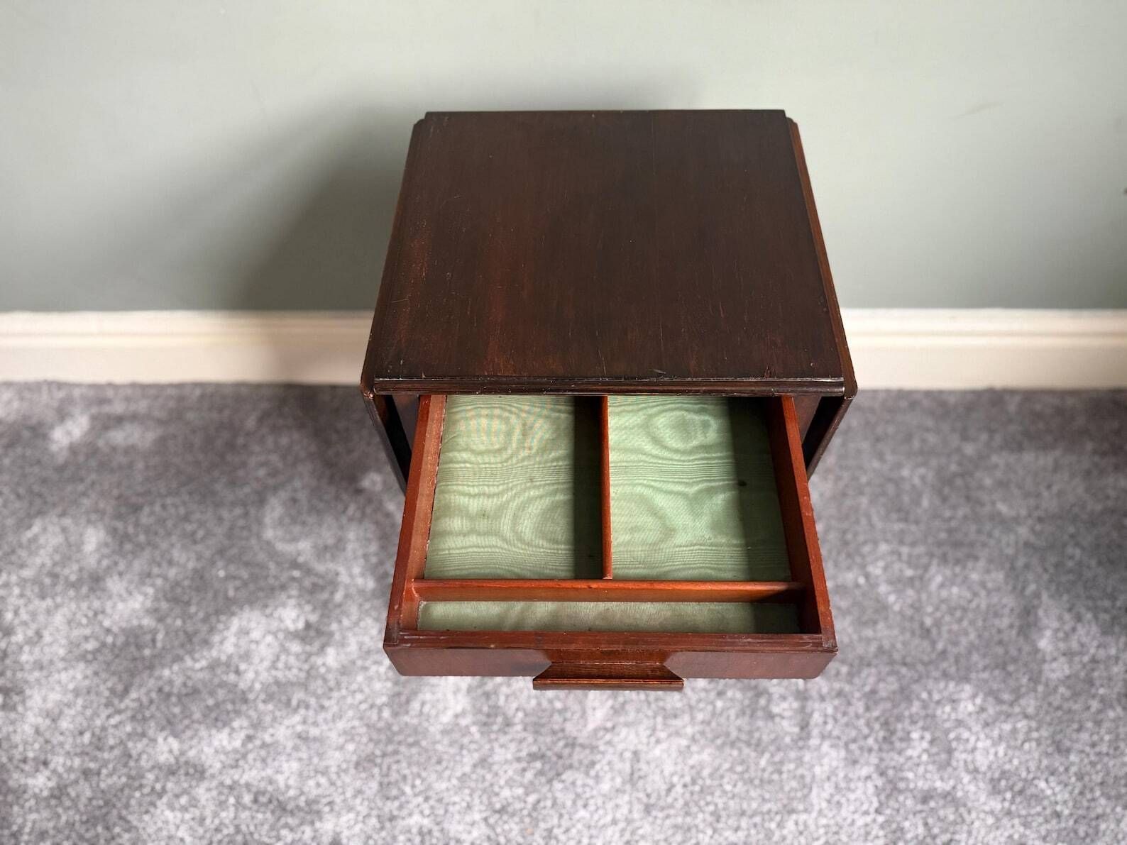 photo for sale Vintage Solid Oak Folding Drop Leaf Table Antique Bedside Table Drop Leaf Occasional Side Table