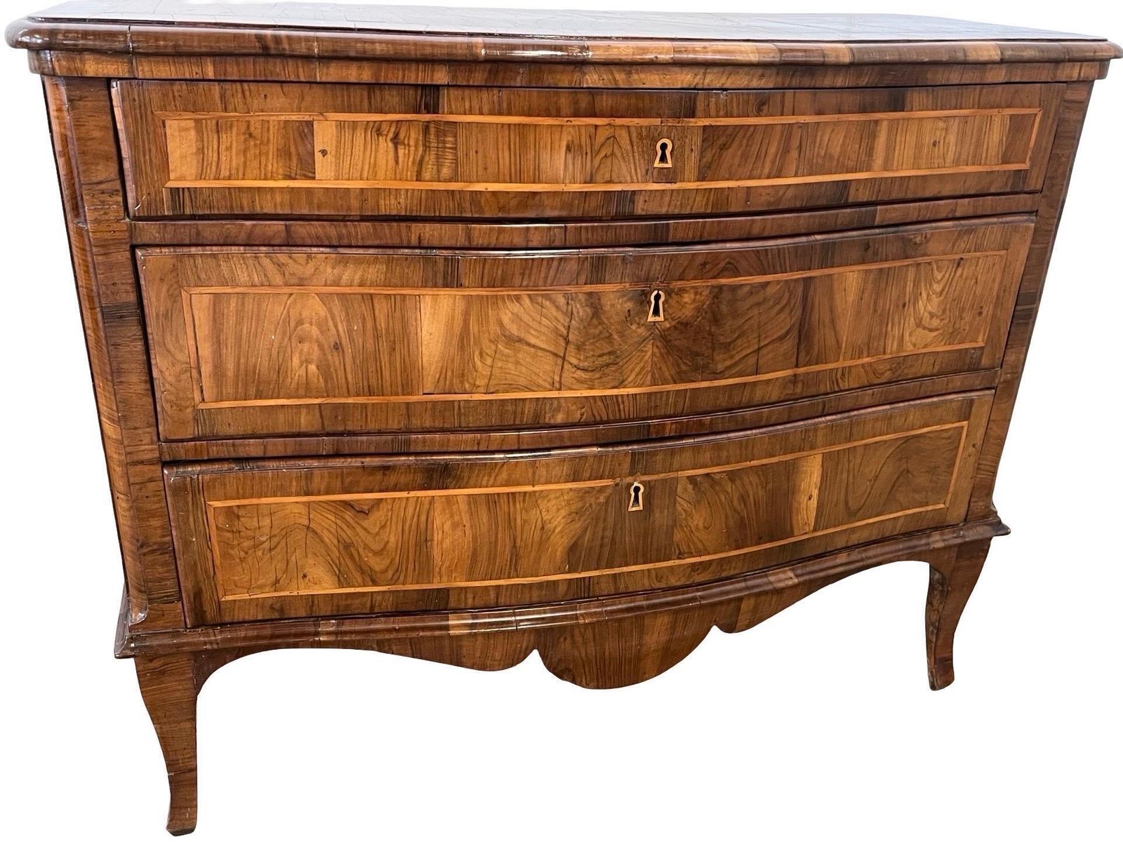 photo for sale Italian Walnut Louis XV Chest Of Drawers, Commode With Burl Veneer