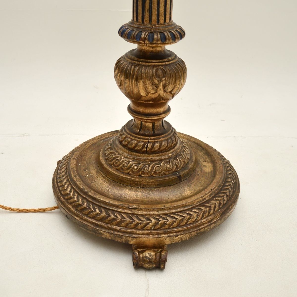 Antique Victorian Gilt Wood Floor Lamp photo Lighting