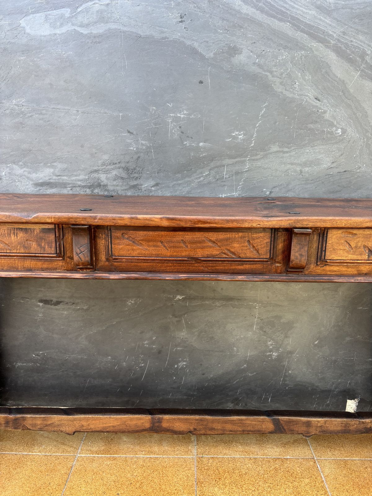 Spanish Renaissance Revival Three Drawer Console Table, Early 20th Century photo furniture
