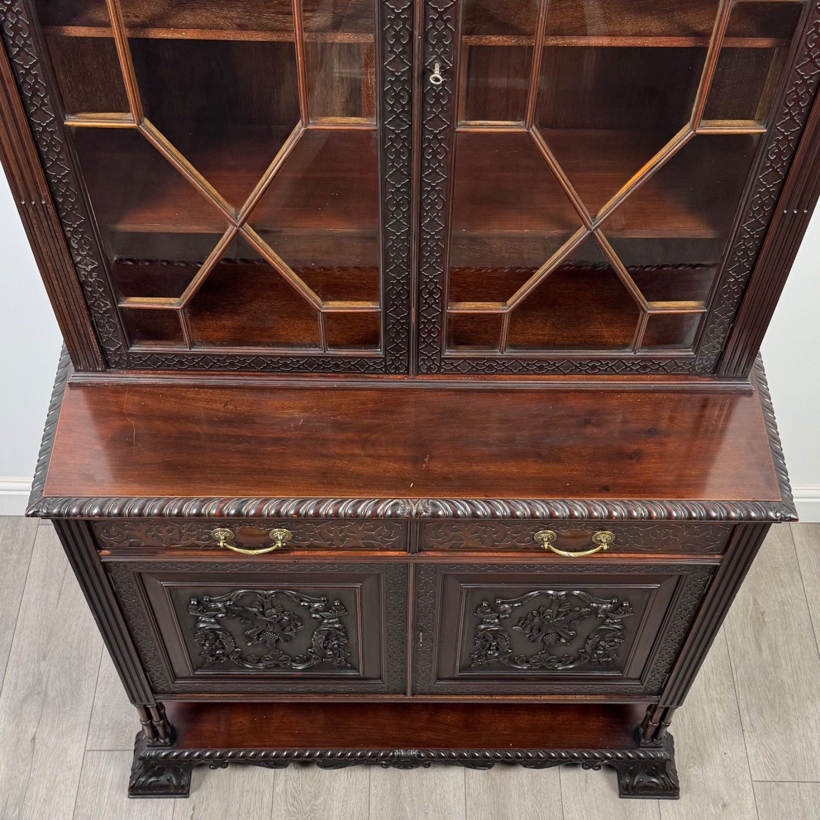 Furniture Antique 19th Century Mahogany Display Cabinet By Maple & Co ( Af 5268 ) photo