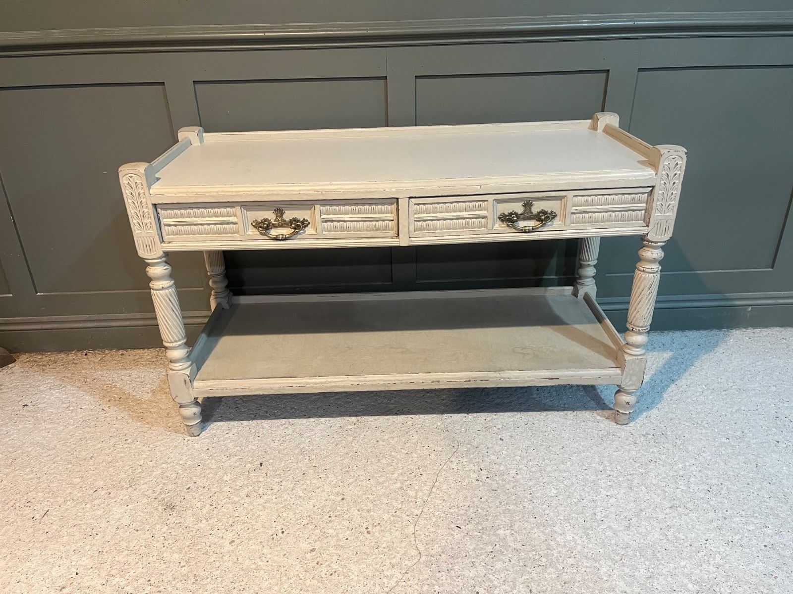Antique Console Table Painted Pale Grey Two Tier /Record Player Stand/Tv Stand photo buy