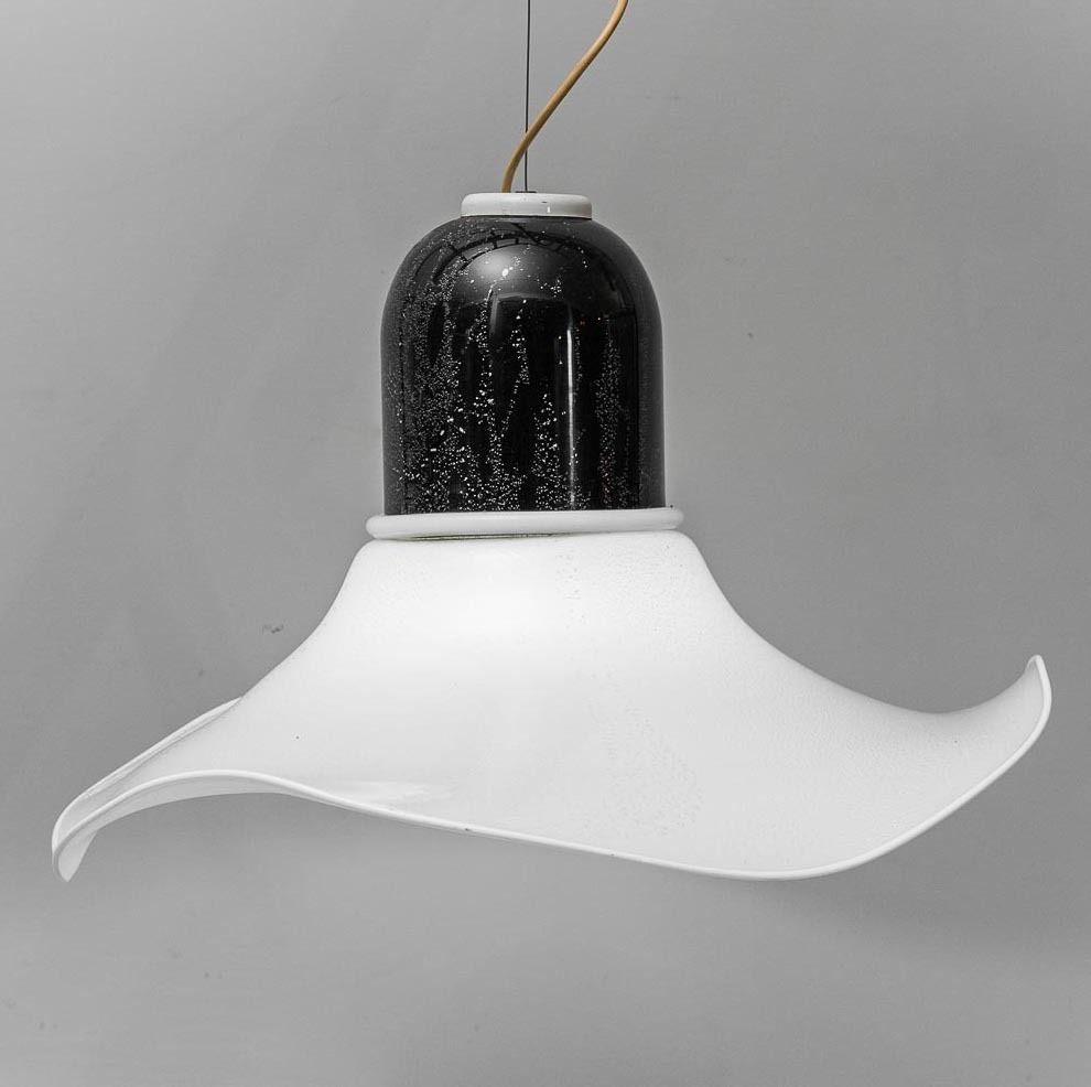 Vintage Glass And Metal Pendant Lamp – 1970s Modern Antiques photo Lighting