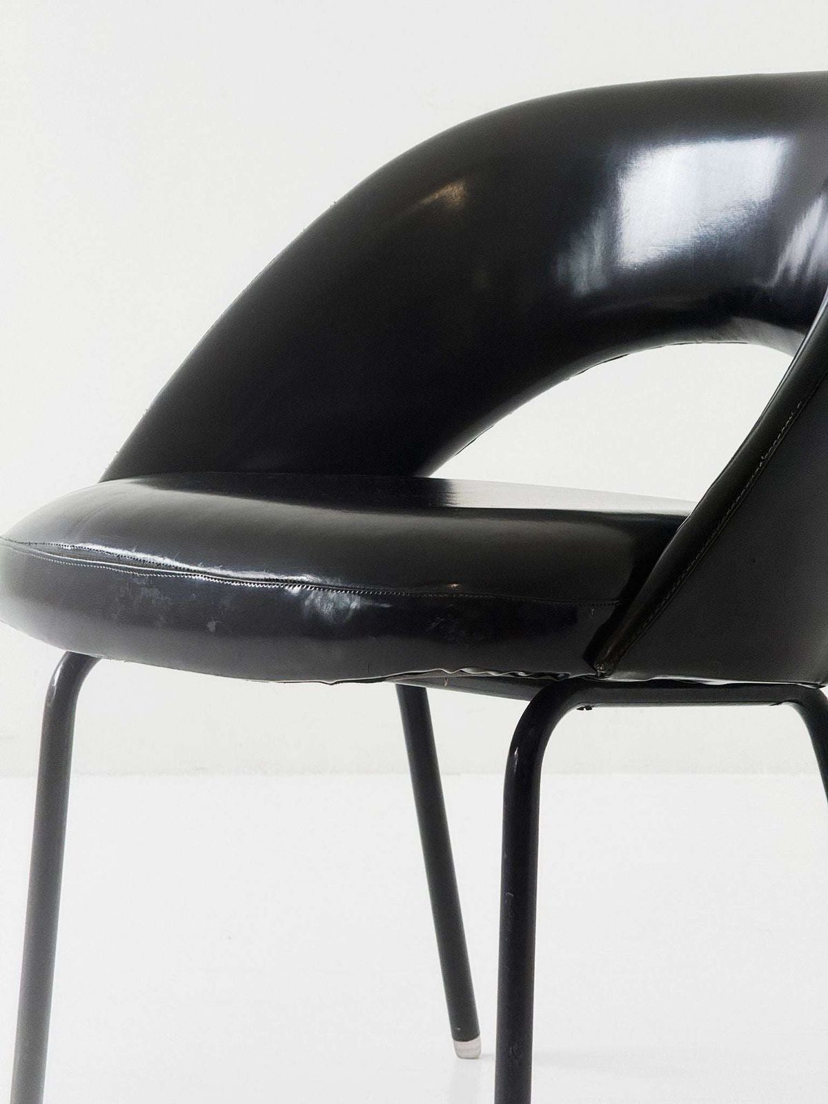 Black Armchair With Shaped Shell – 1970s photo for sale