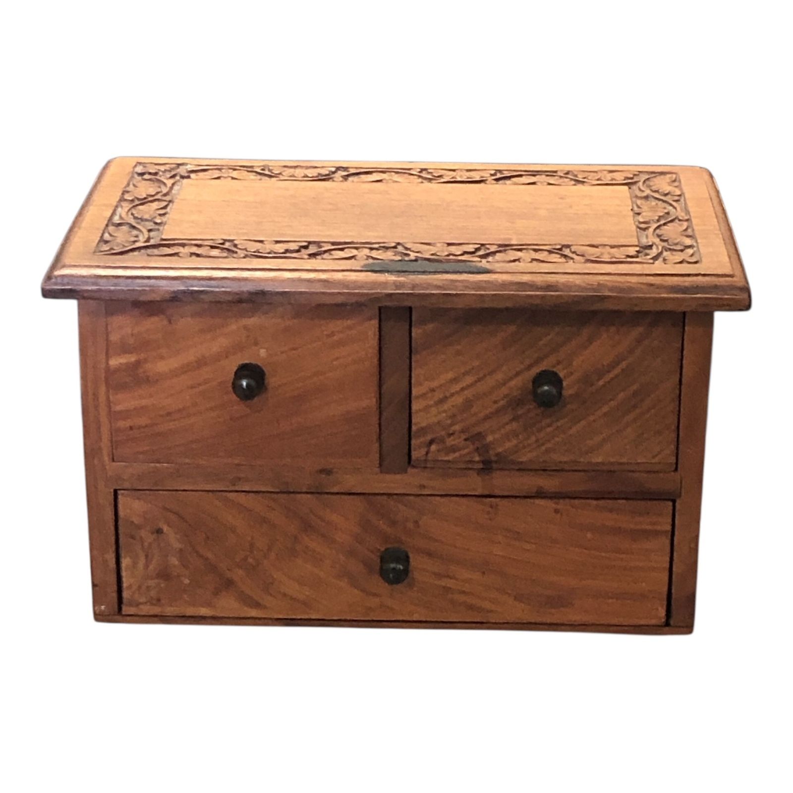 Handsome Vintage Miniature Hardwood Chest photo 69.0