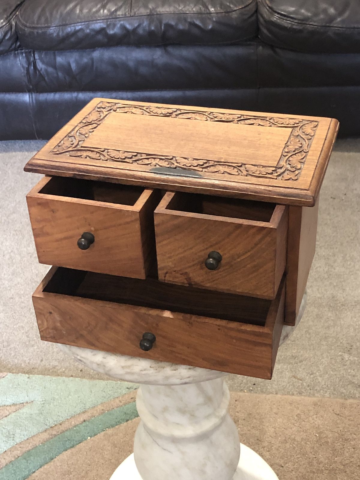69.0 Handsome Vintage Miniature Hardwood Chest photo