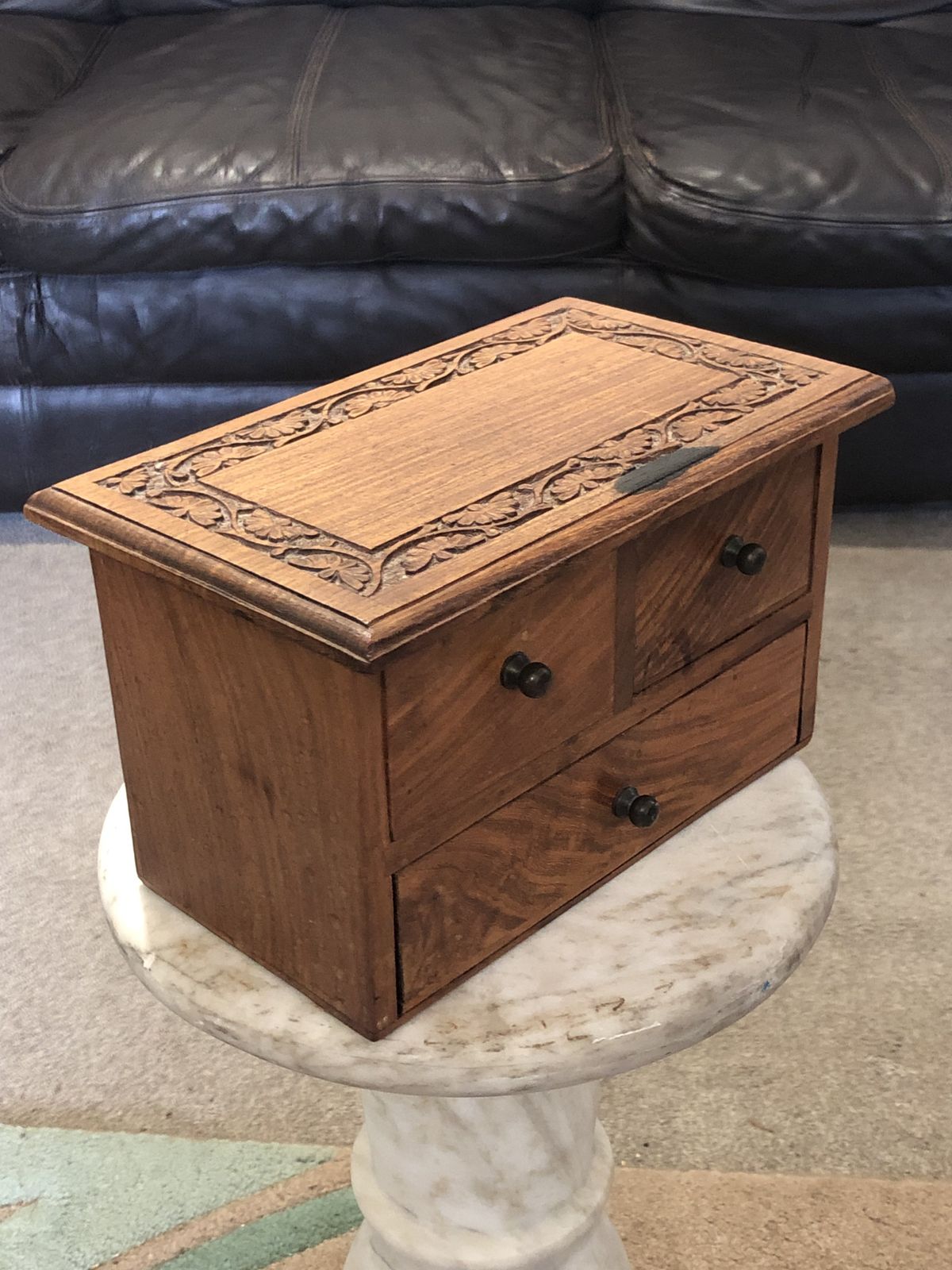 photo buy Handsome Vintage Miniature Hardwood Chest