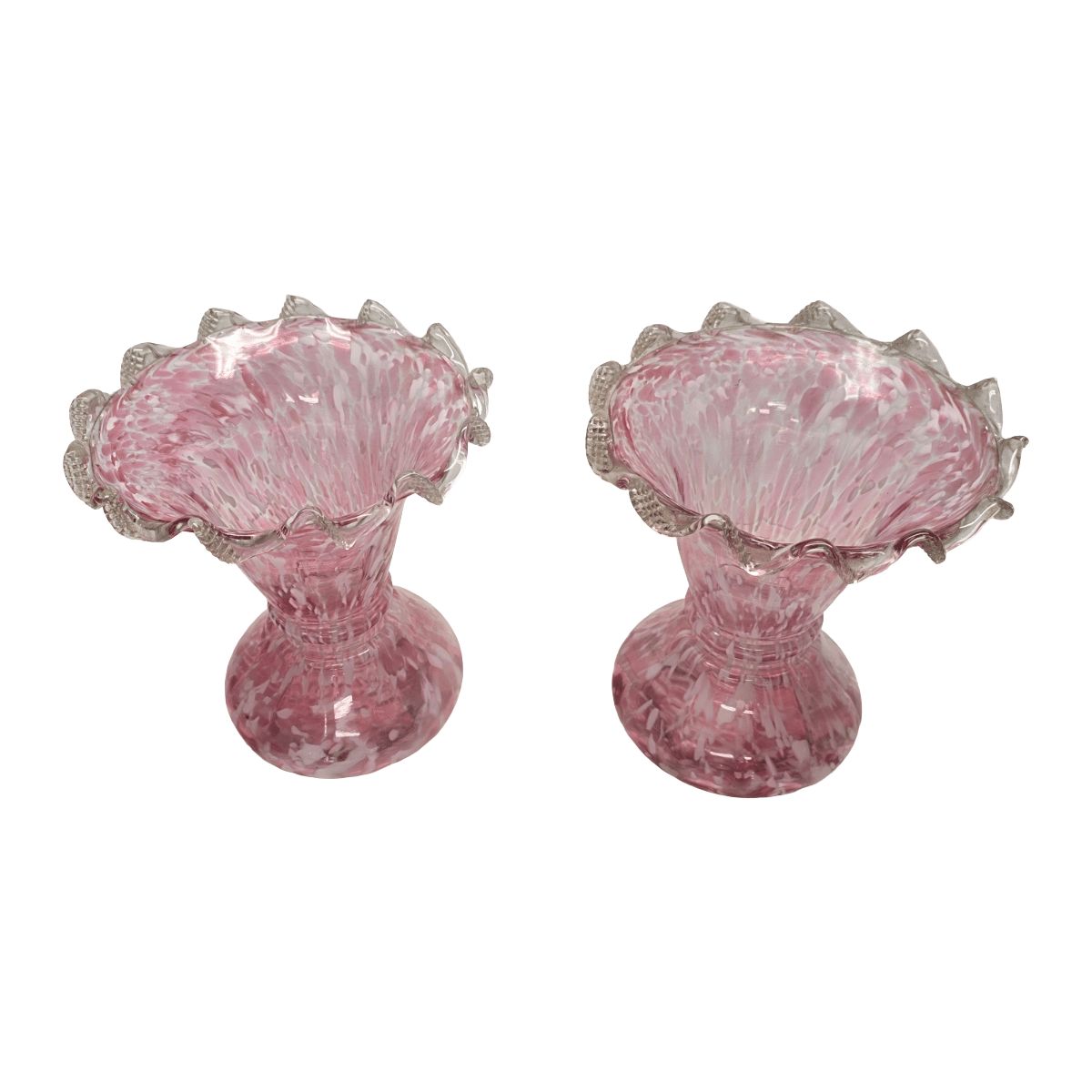 Set Of 2 Pink Art Nouveau Clichy Vases, Early 1900s photo vinterior