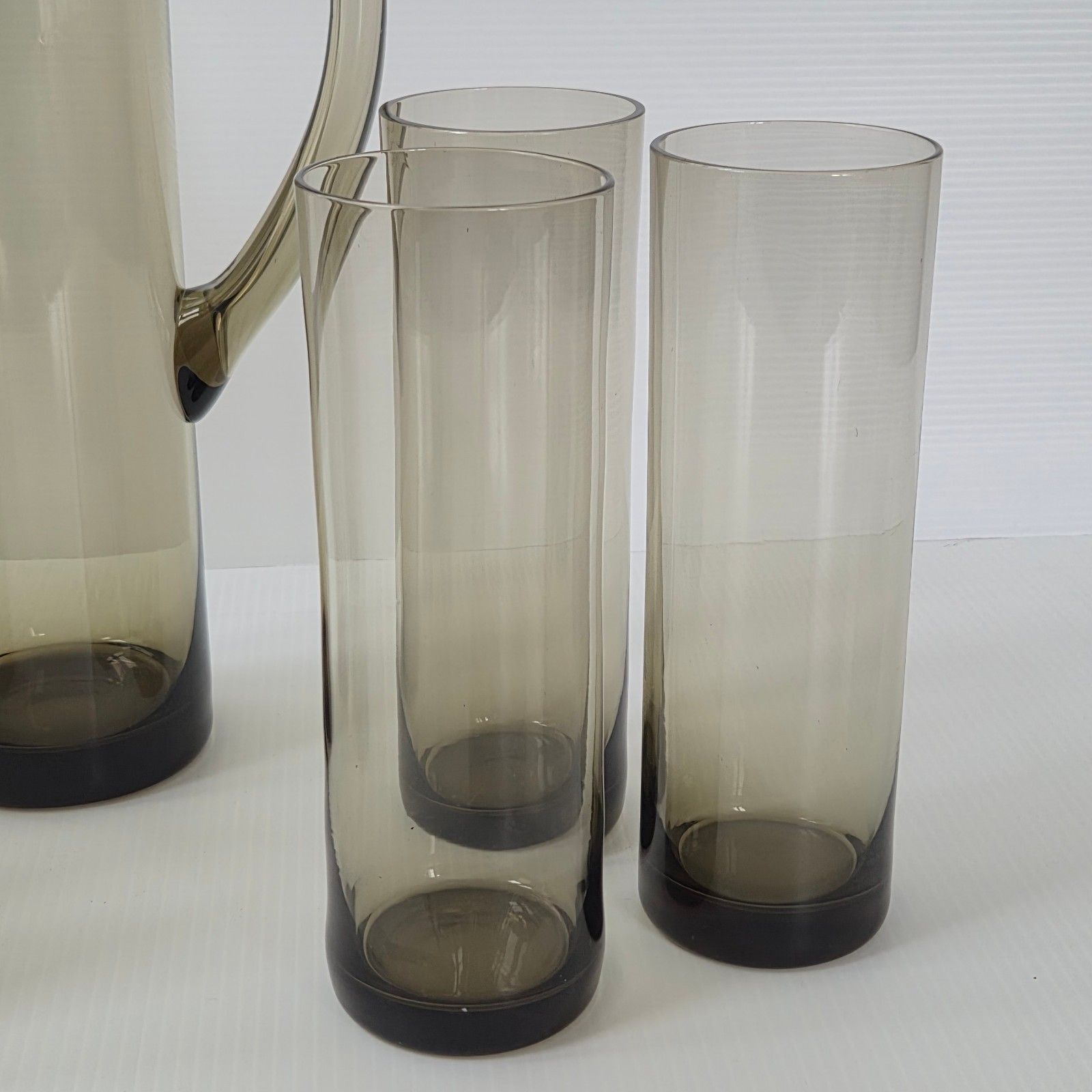 Service A Orangeade Vintage 1960 En Verre Fume 7 Pieces 60s Retro Annees 60 photo vinterior
