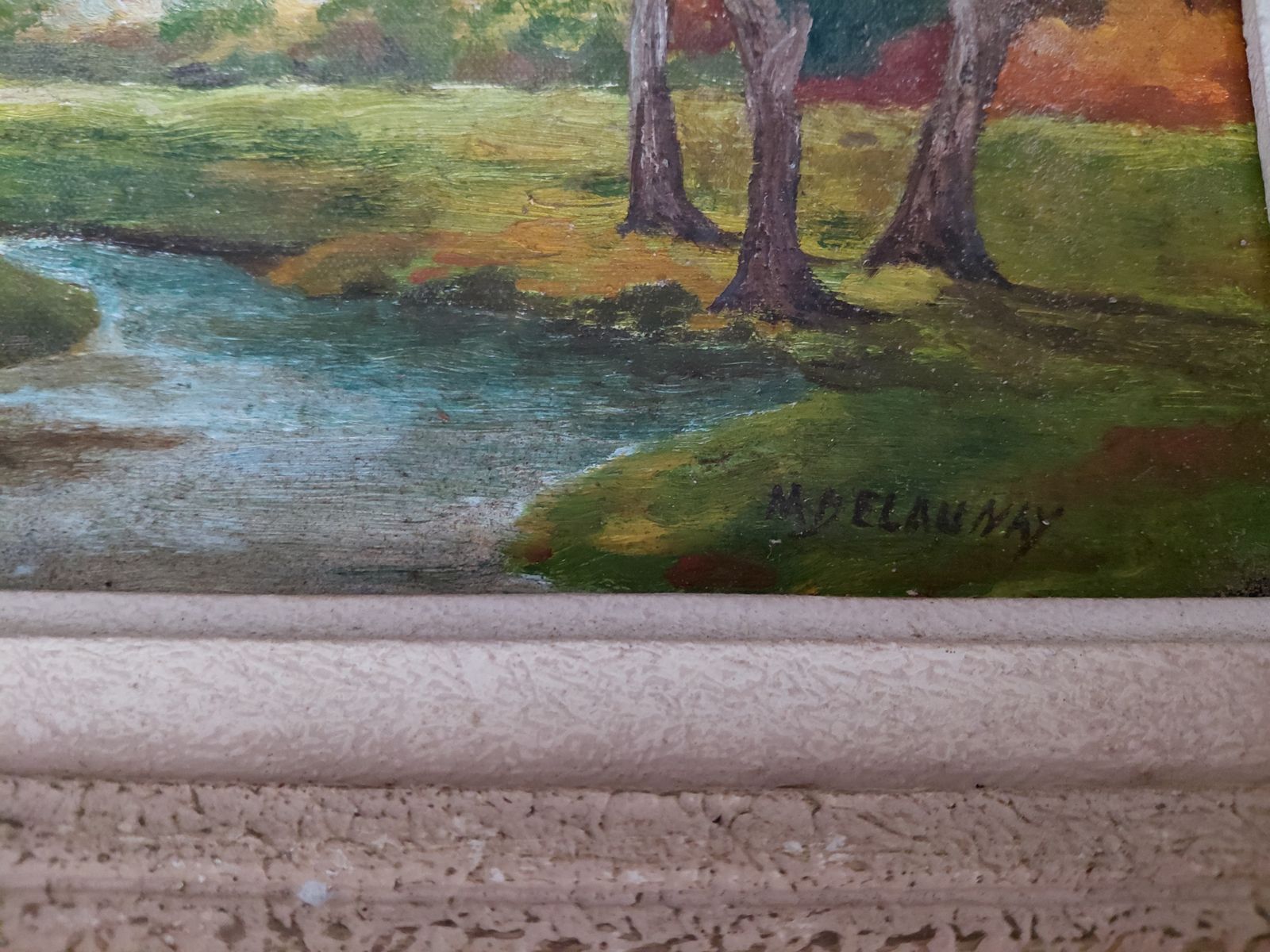 Vintage Landscape Oil Painting By M Delaunay photo Art