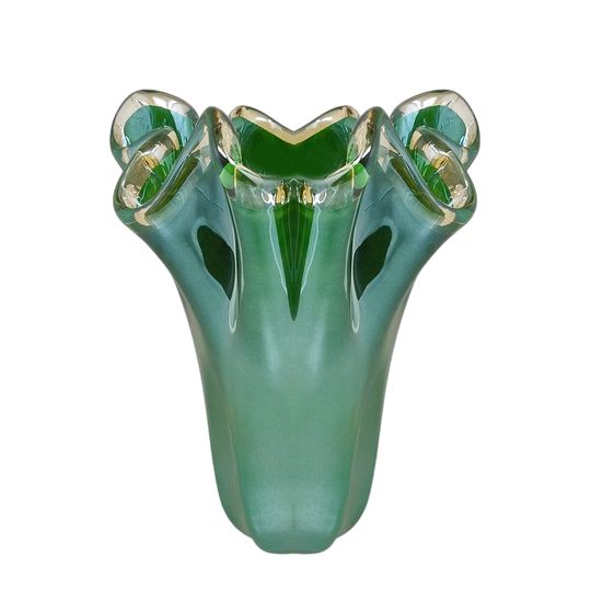 1970s Exquisite "Fazzoletto" Murano Glass Vase By Dogi. Made In Italy