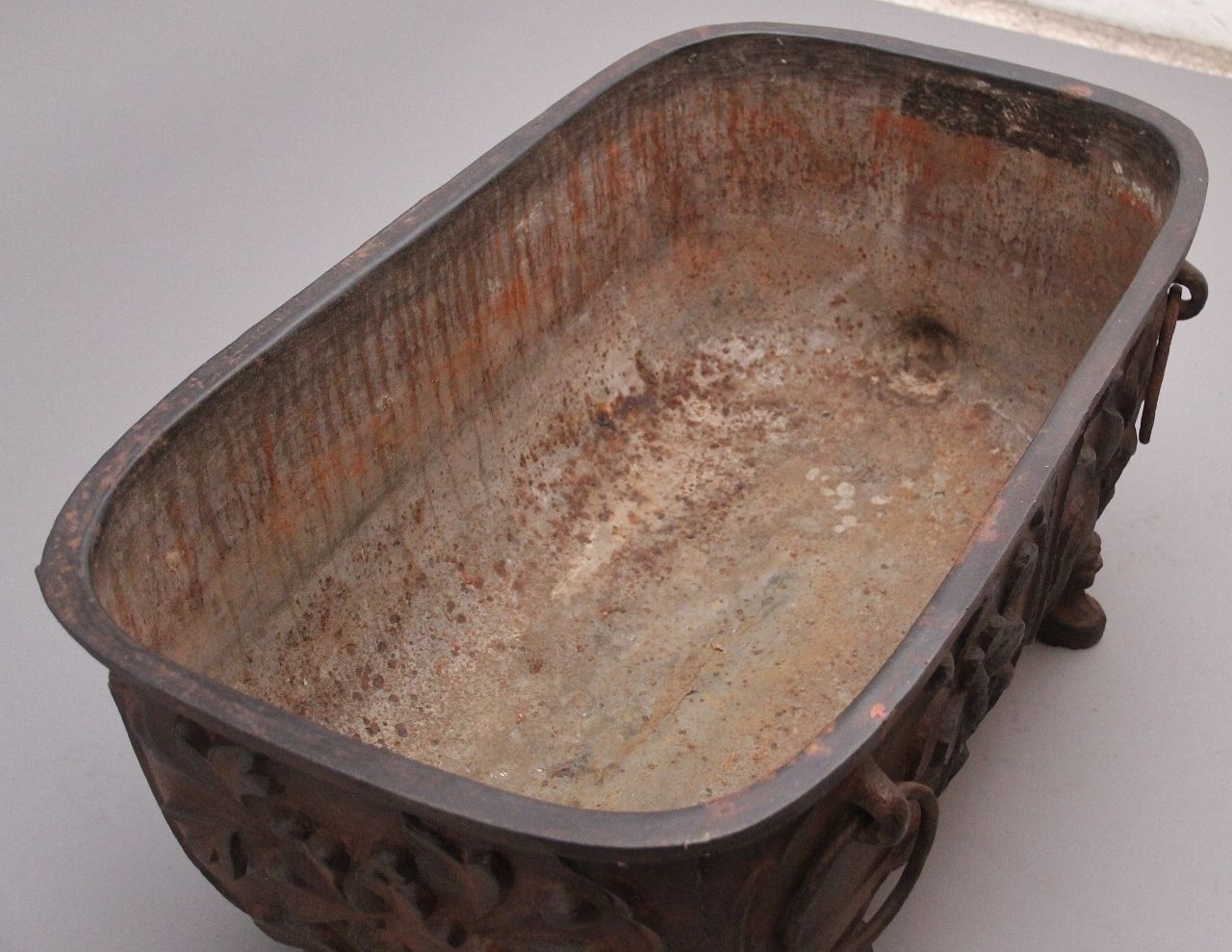 Antique Early 19th Century Chinese Cast Iron Temple Bath With Script photo for sale