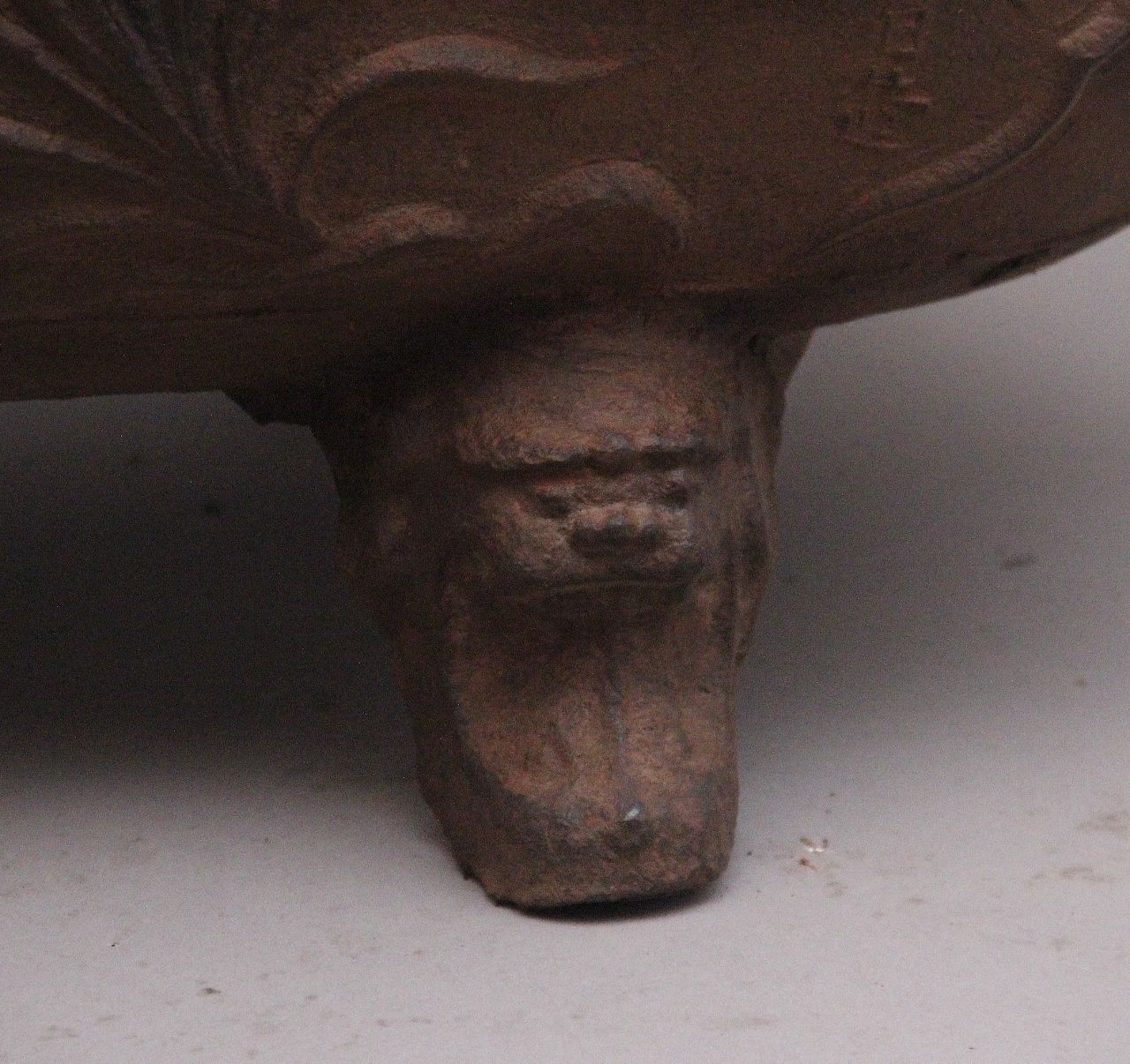 Garden Decor Antique Early 19th Century Chinese Cast Iron Temple Bath With Script photo