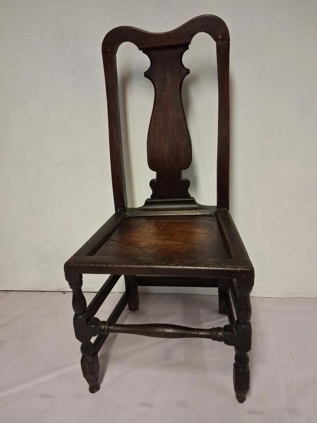 Antique Welsh Oak Chair With Vase Back And Deep Patina Aprox 300 Years Old photo for sale